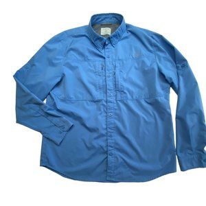 LL Bean Vented Blue Lightweight Fishing Shirt Men's Large